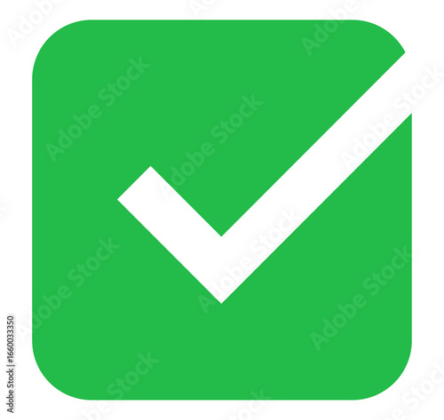 Free Download Green checkmark icon, square flat tick mark symbol for approval and validation, PNG with transparent background, minimal design for tasks and confirmation - GFXLoad