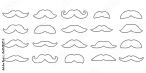 Set of black man mustache icons. Mustache collection set. set of mustaches