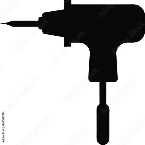 Black silhouette of hand drill tool engineering equipment silhouette high quality black style 