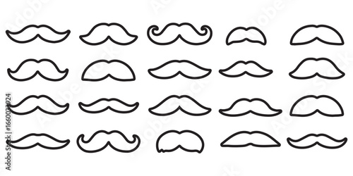 Set of black man mustache icons. Mustache collection set. set of mustaches