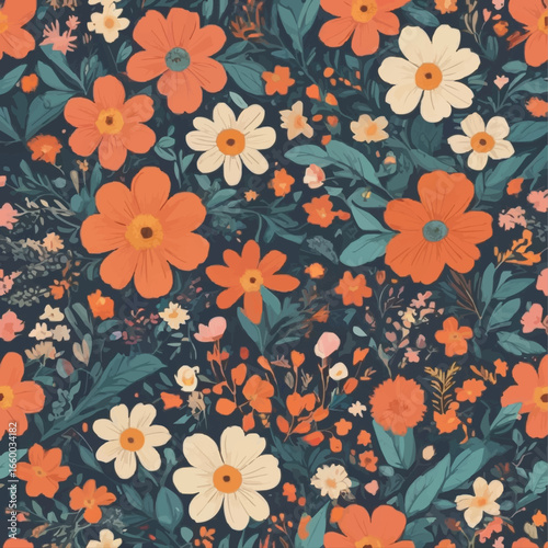 Wallpaper Mural Ditsy style vintage floral Torontodigital.ca