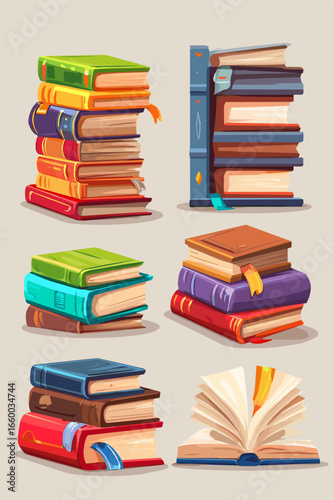 Colorful Stack of Books Collection for Education and Literature Themes