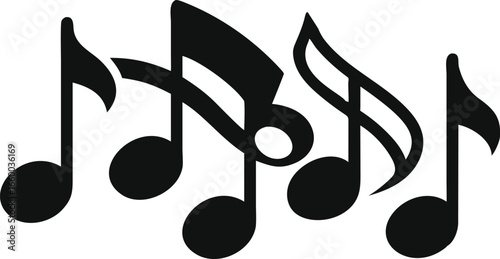 Simple black music notes graphic design element.