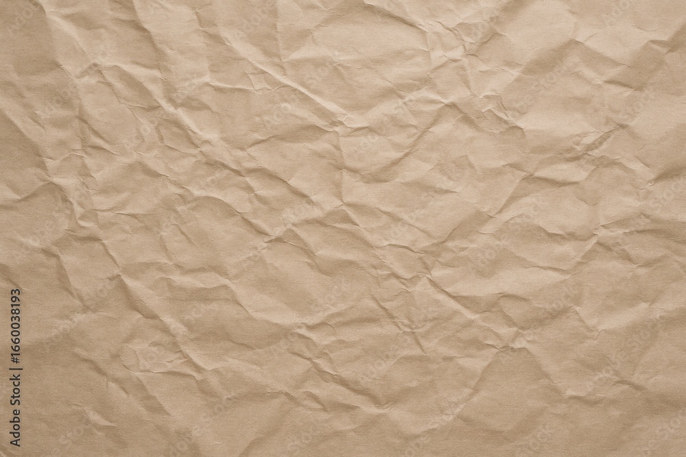Obraz premium Crumpled Beige Paper Texture: Abstract Background for Design, Crafts, and Mockups with Neutral Tones