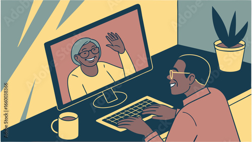 Video Call with Grandmother Happy Senior Citizens.