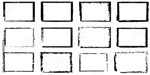 Grunge frames set templates. Ink paint border with rough edges for poster and banner.