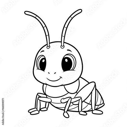 Cute cricket for colouring