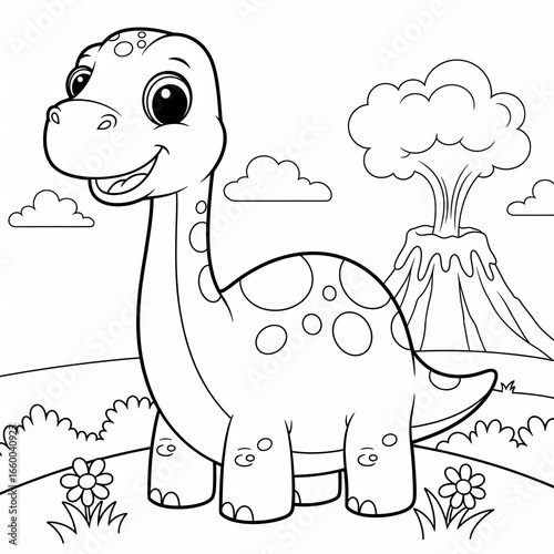 Cute dino for colouring