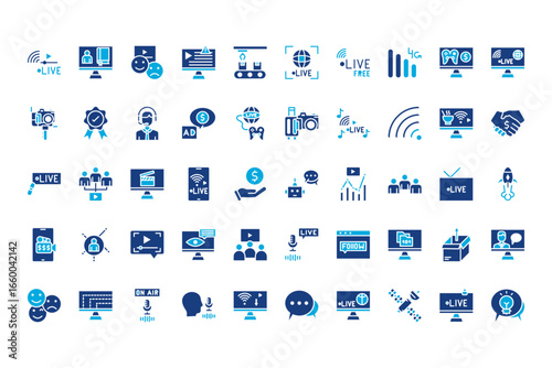 Live Streaming Line Icons