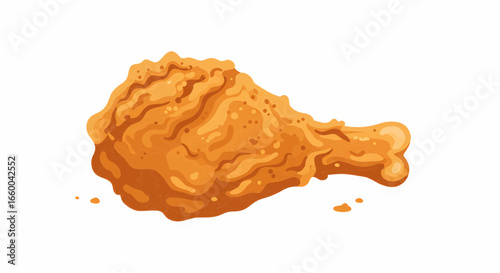 Perfectly golden-brown fried chicken drumstick illustration, a classic comfort food treat.