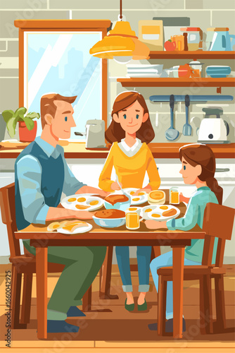 Family Enjoying a Warm Homemade Meal Together in a Cozy Kitchen