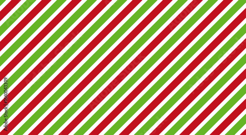 Red and green diagonal striped background pattern representing festive decoration, Christmas holiday design, celebration, seasonal wrapping, party backdrop, and abstract concept