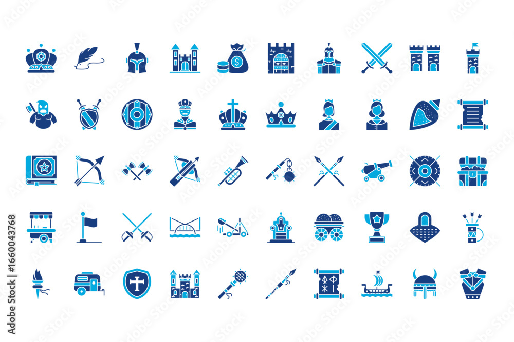 Fototapeta premium Medieval Line Icons
