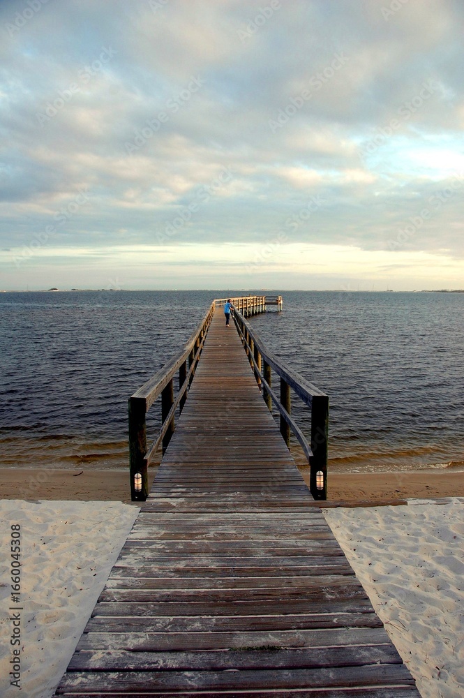 Fototapeta premium wooden walkway to the river
