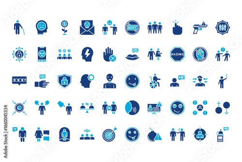 Bullying in Society Line Icons