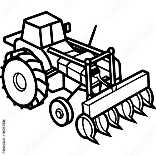 Diesel Cultivator Outline Illustration