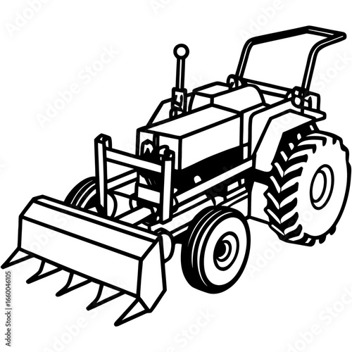 Diesel Cultivator Outline Illustration
