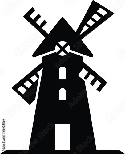 Elegant windmill silhouette vector minimalist renewable energy design