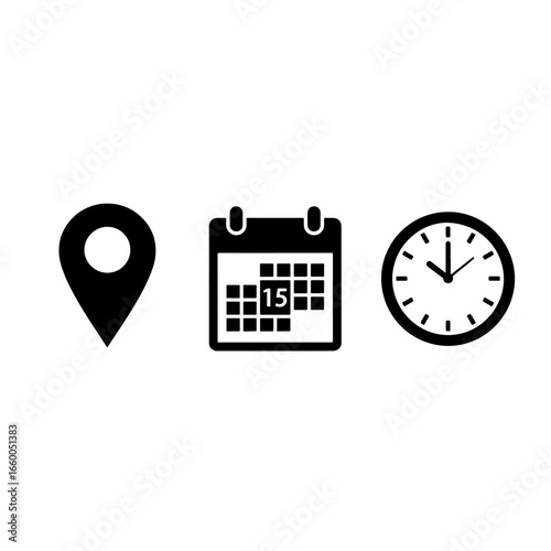 Location calendar clock appointment reminder schedule event time date place meeting