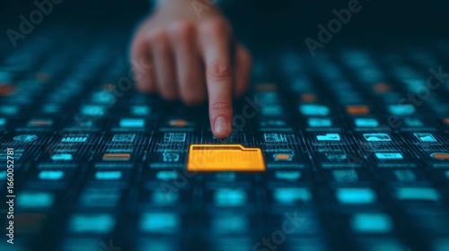 Close-up of Index Finger Interacting with Digital Interface