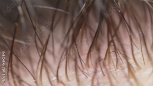 Heavy Close Up Of Clean Black Human Hair and White Skin