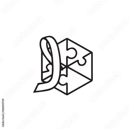 Puzzle Ribbon Logo Symbol of Awareness and Support for Health Causes