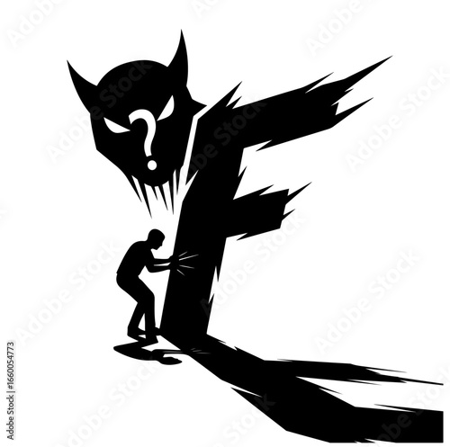 Struggle with fear concept art vector illustration for overcoming challenges and anxiety issues
