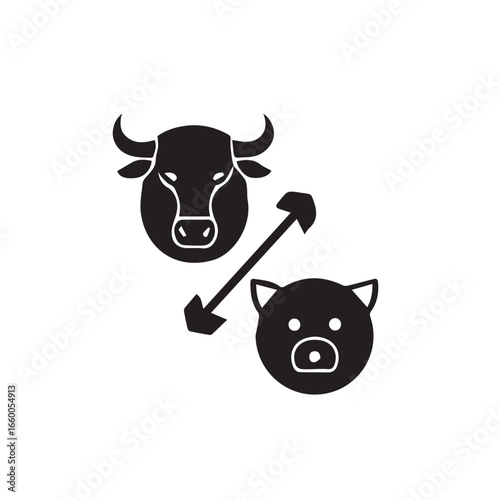 Bull and Bear Market Trend Stock Market Indicator Icon