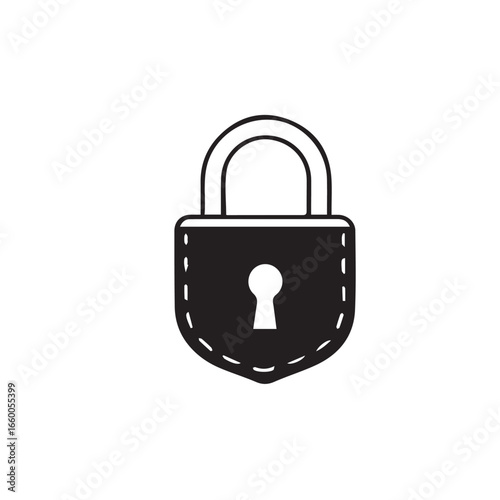 Simple black and white padlock icon, representing security, privacy, and protection against unauthorized access
