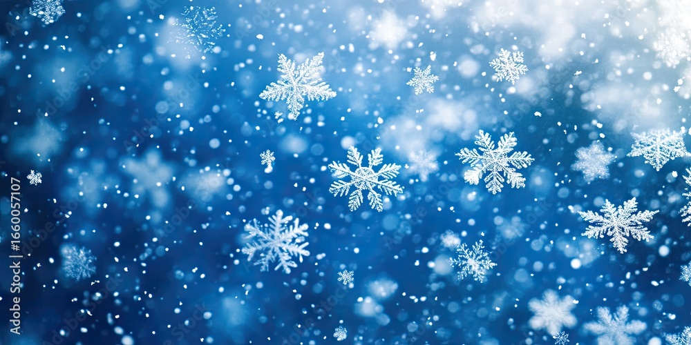 Fototapeta premium Winter snowflakes in a blue backdrop