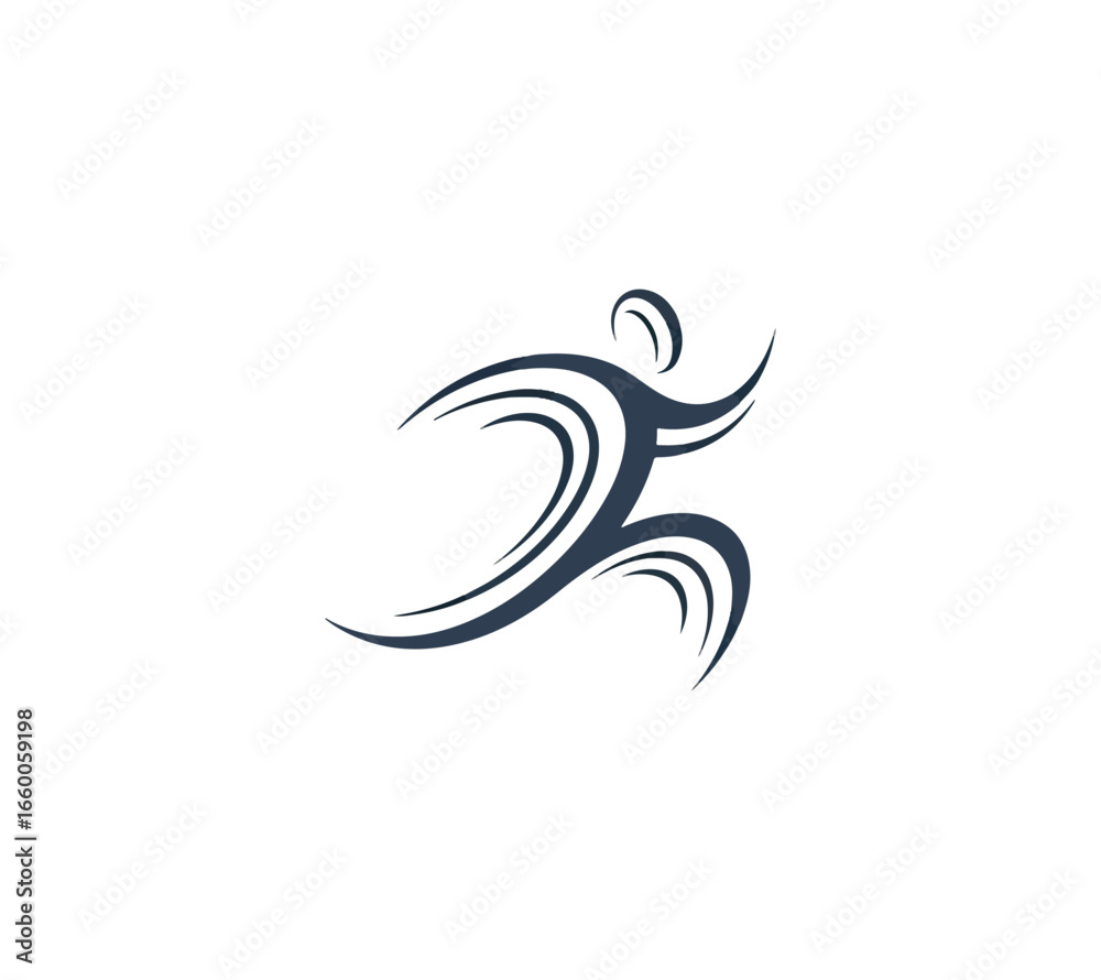 Naklejka premium Dark blue abstract running figure graphic design
