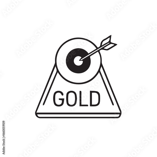 Gold Target Icon Achieving Success and Financial Goals with Precision and Accuracy