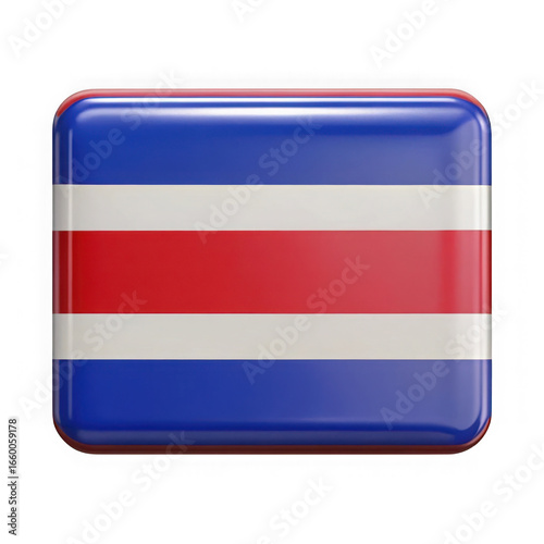 Free Download Glossy rectangular costa rican flag emblem isolated on transparent background - GFXLoad