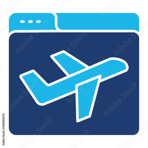 Travel Website Icon In Blue Monochrome Flat Design, Vector Illustration