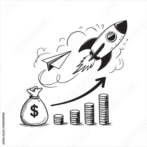 ChatGPT said:

"Rocket Launching Over Growth Chart with Money Bag"
