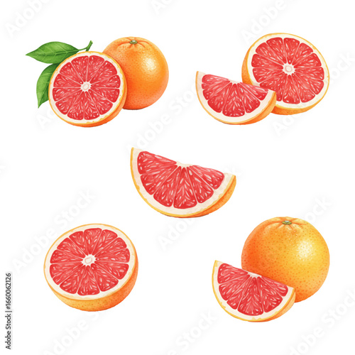 hand painted watercolor set of grapefruit illustrations