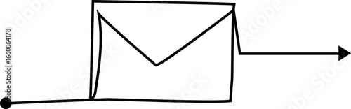 Envelope email shape illustrated with thick linear strokes forming a folded outline structure.