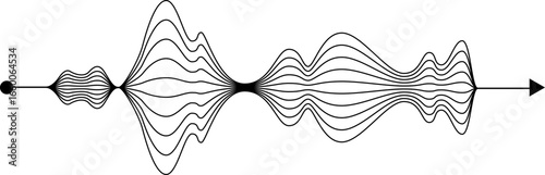 Layered waveform cluster drawn with thick undulating lines stacked into a compact rhythmic group.
