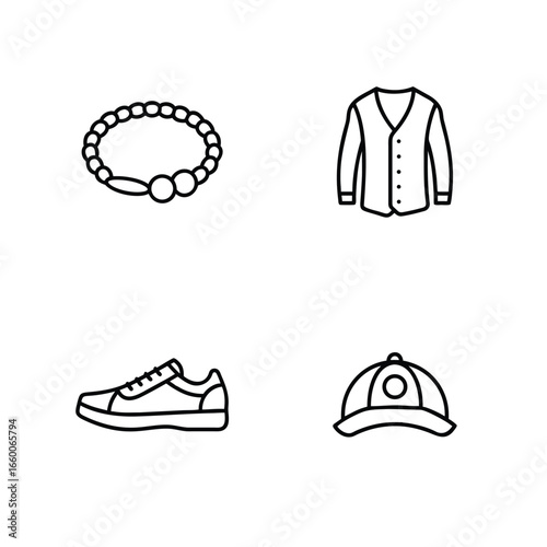 Bracelet cardigan sneaker baseball cap accessory apparel