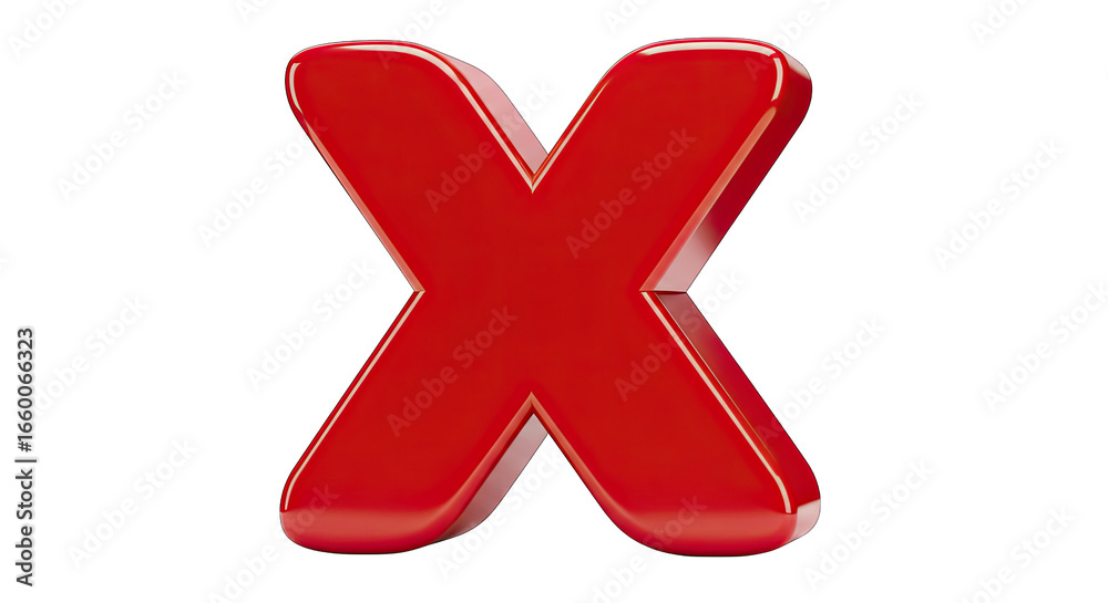 Obraz premium Glossy red letter x on a black background