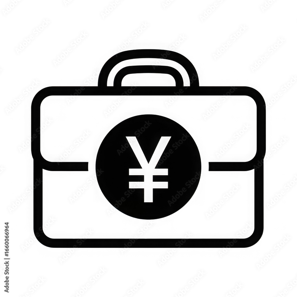 Obraz premium Black briefcase icon isolated on transparent background