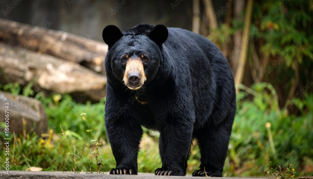 Fototapeta premium 1匹の黒いツキノワグマ。AIで生成