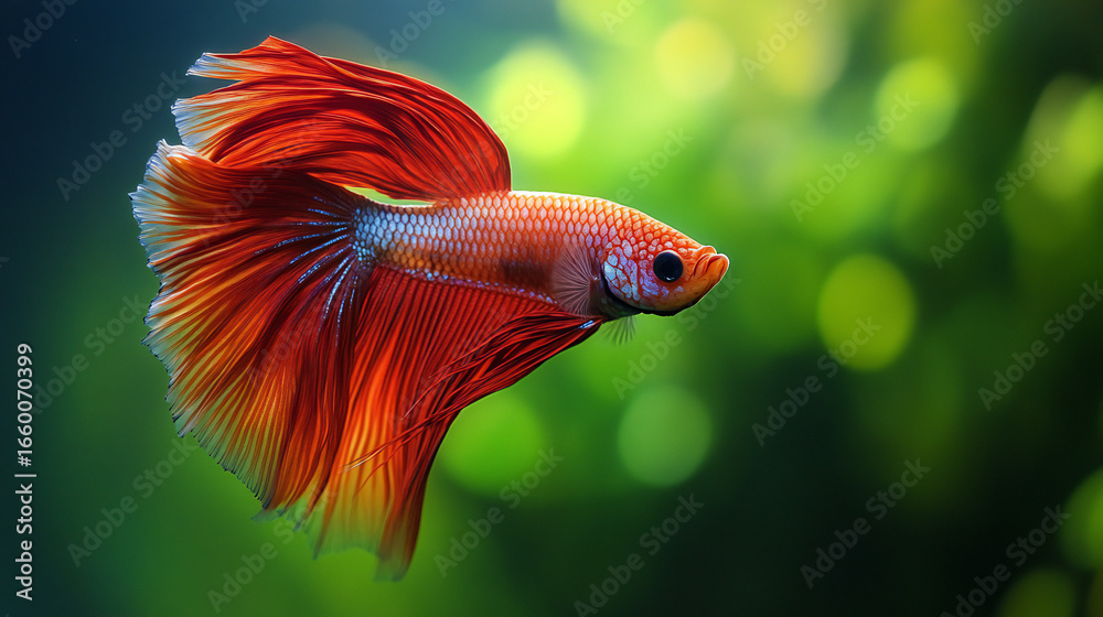 Obraz premium Captivating portrait of a Siamese fighting fish showcasing its vibrant colors and graceful fins in