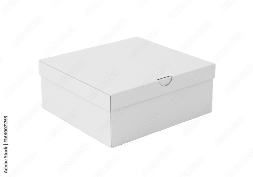 Naklejka premium Plain White Rectangular Box with Lid and Front Notch on Neutral Background