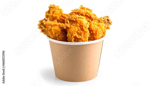 Bucket of crispy fried chicken wings delicious fast food isolated shot