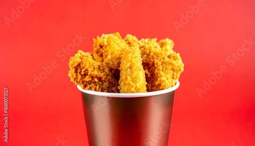 Crispy fried chicken tenders bucket delicious snack fast food concept