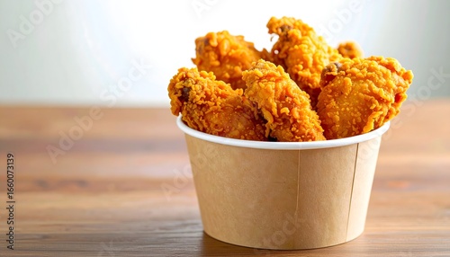 Crispy fried chicken bucket delicious fast food restaurant takeout meal