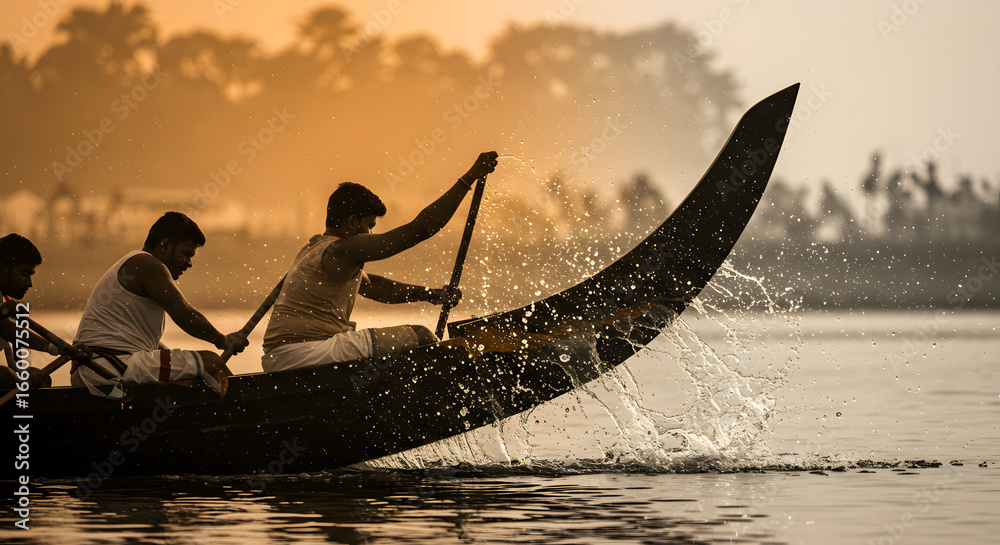 custom made wallpaper toronto digitalSnake boat race onam festival Kerala backwater water sport team sunset tradition culture competition man action silhouette India