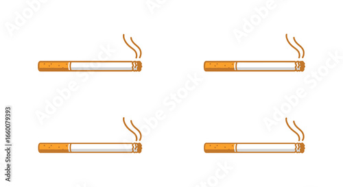 Four cartoon cigarettes with smoke on a plain white background