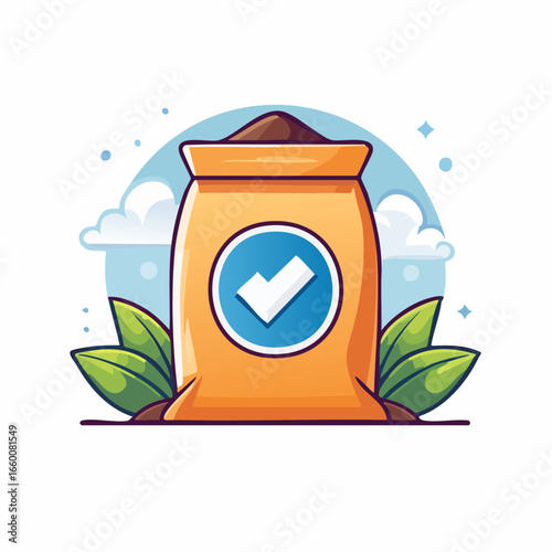 Free Download Cartoon Fertilizer Bag With Check Mark - GFXLoad